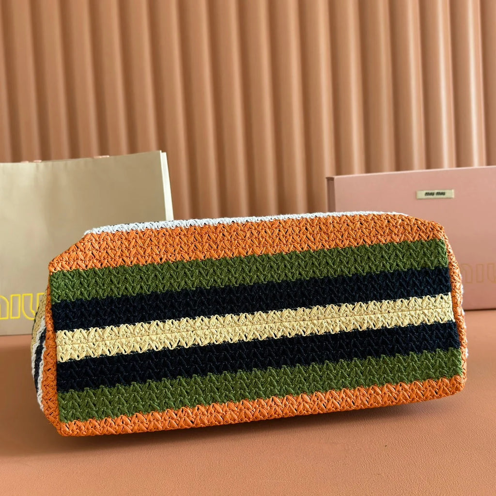 Miu Tote Bag 40cm Raffia-Effect Woven 285425