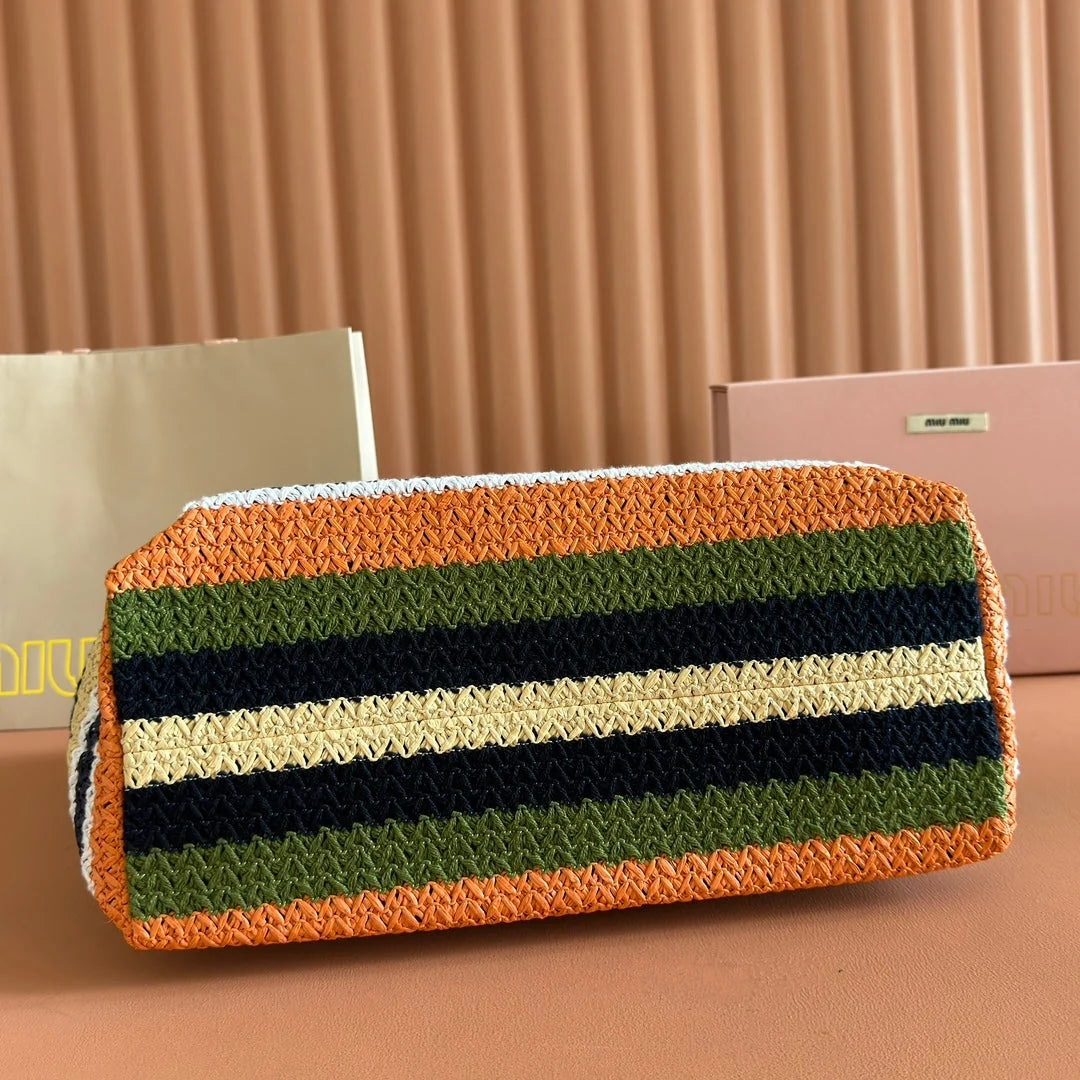 Miu Tote Bag 40cm Raffia-Effect Woven 285425