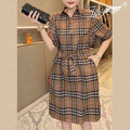 New casual retro plaid waist dress PD042025051910