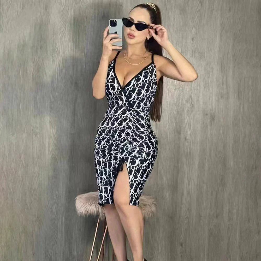 Spring And Summer New Sexy Fashion Slim V-neck Strap Dress 1024060510