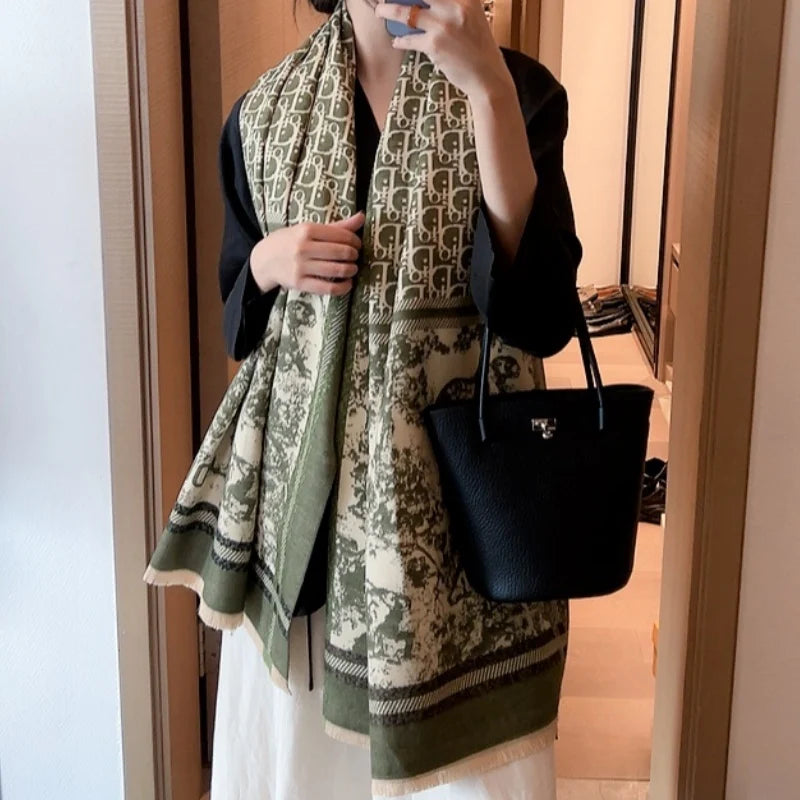 New Fashion Women Jungle Print Double-Sided Cashmere Scarf 1326091411