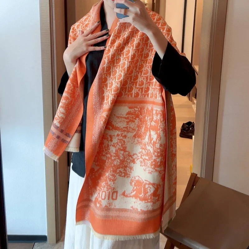 New Fashion Women Jungle Print Double-Sided Cashmere Scarf 1326091411