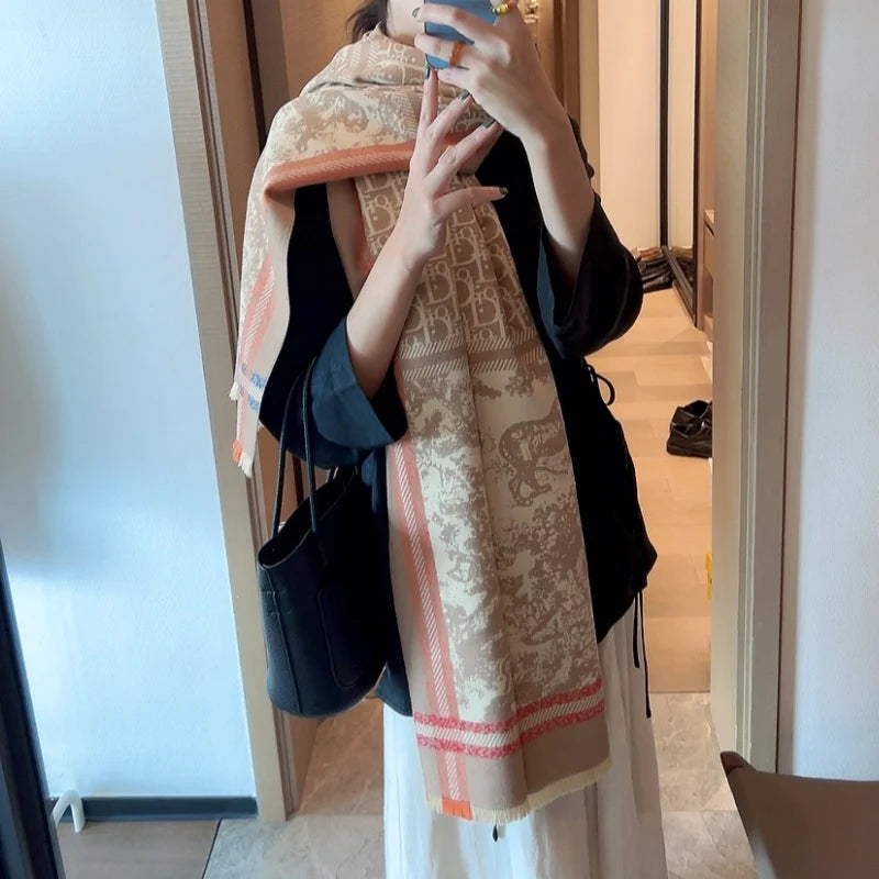 New Fashion Women Jungle Print Double-Sided Cashmere Scarf 1326091411