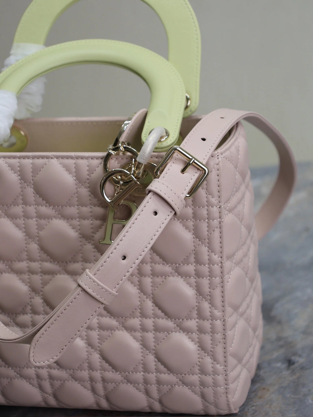 Lady Bag 20cm Pink Pale Green Lambskin