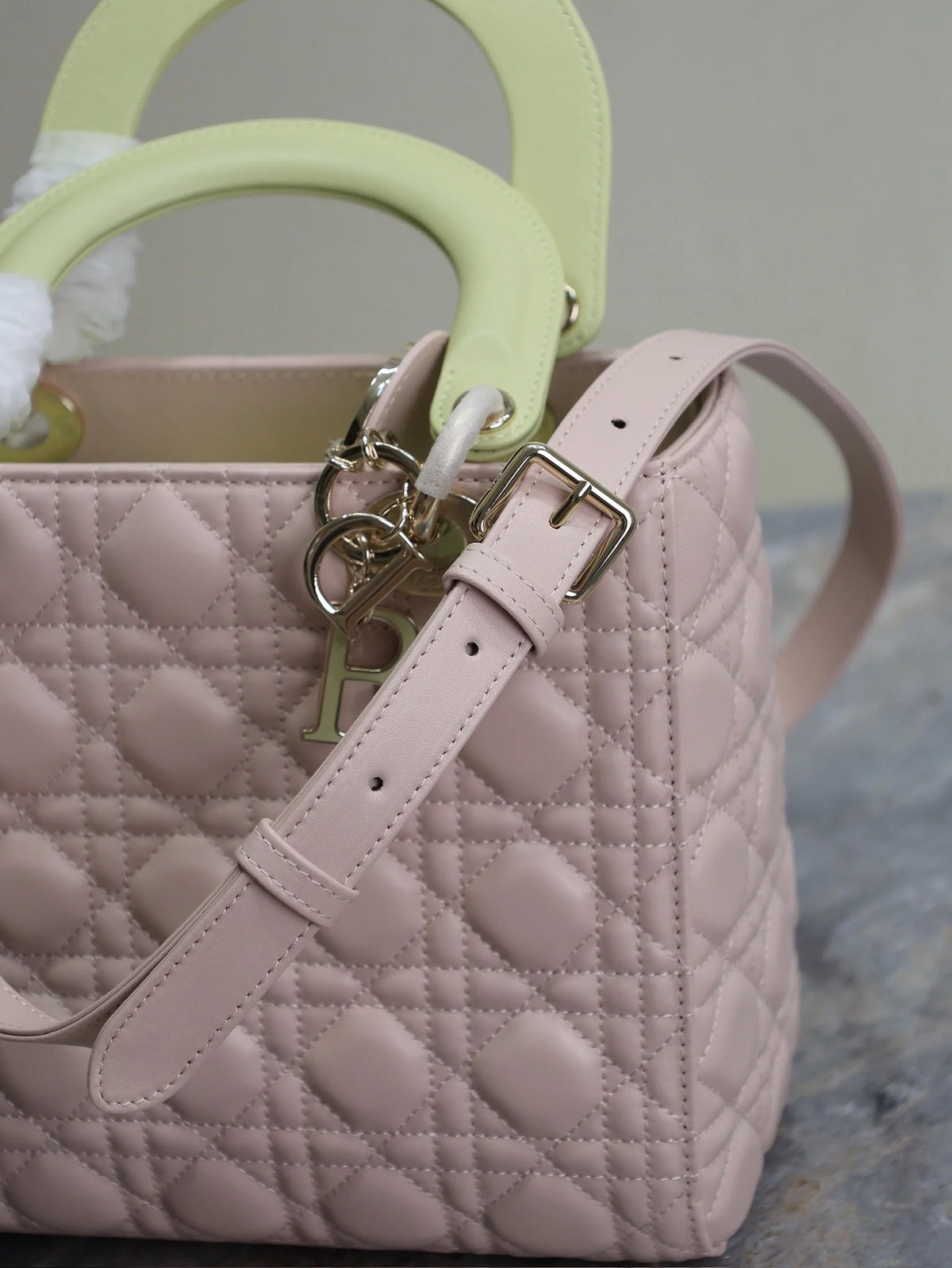 Lady Bag 20cm Pink Pale Green Lambskin