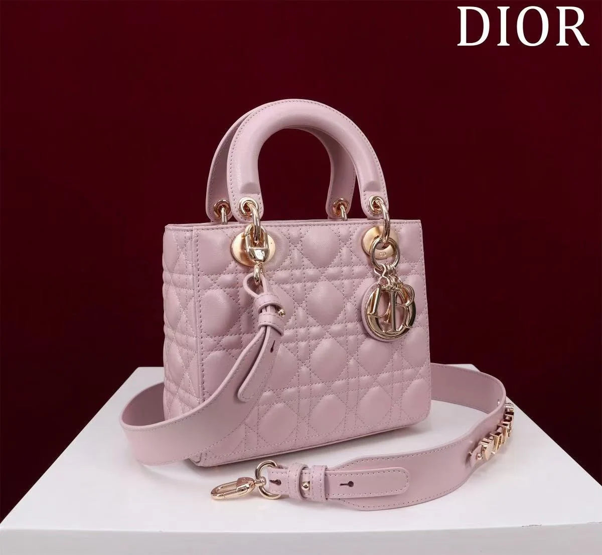 CD Medium Lady CD 24 Bag Light Pink Lambskin