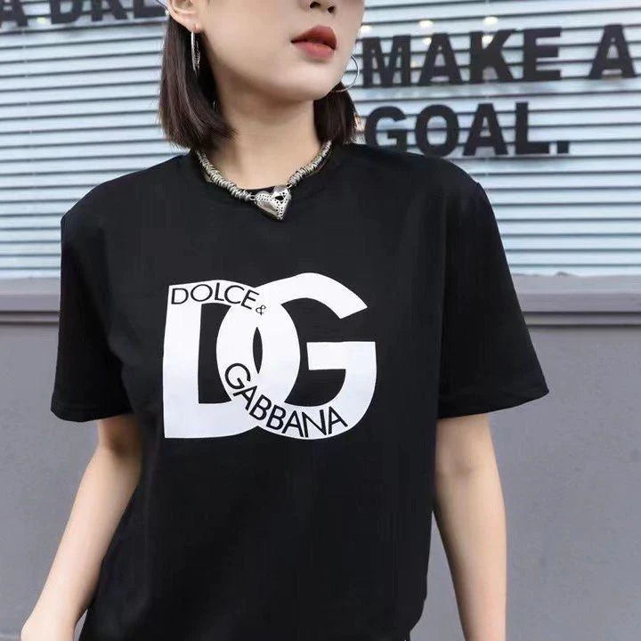 New Fashion Cotton Printed Short-sleeved Casual All-match Couple Top 1024031109