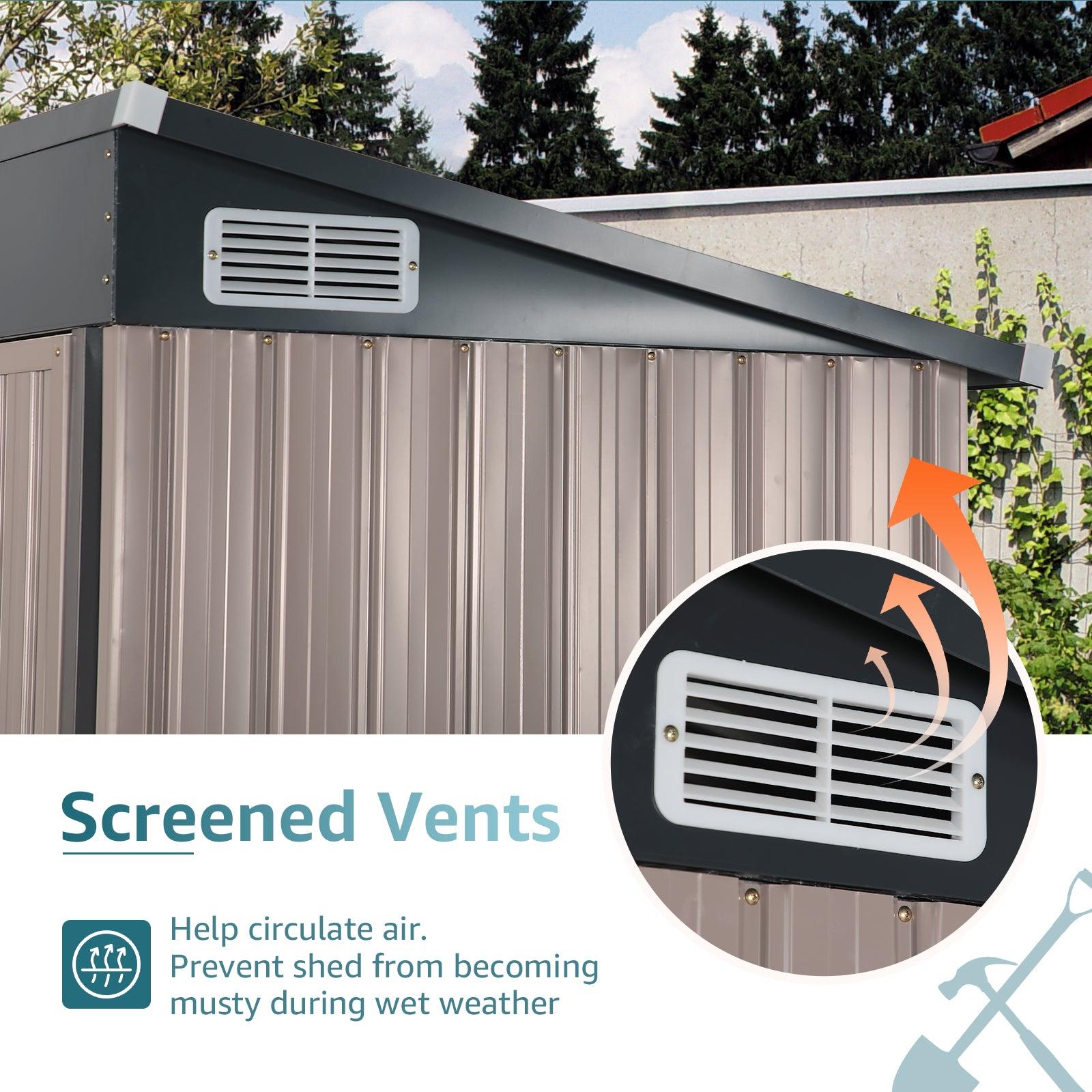 5'x 3' Outdoor Storage Shed Metal Garden Tool Shed for Backyard, Patio, Lawn, Brown
