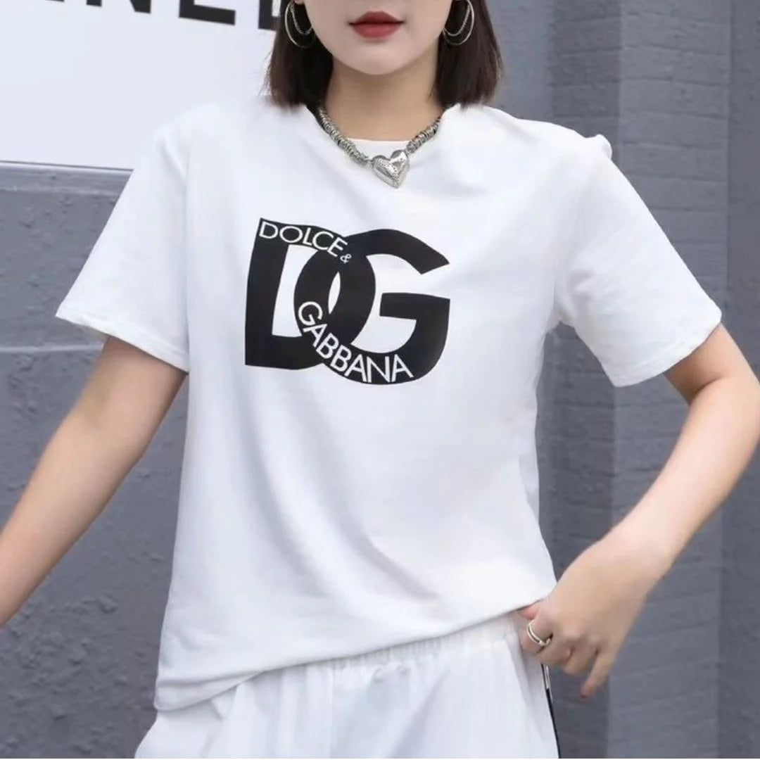 New Fashion Cotton Printed Short-sleeved Casual All-match Couple Top 1024031109