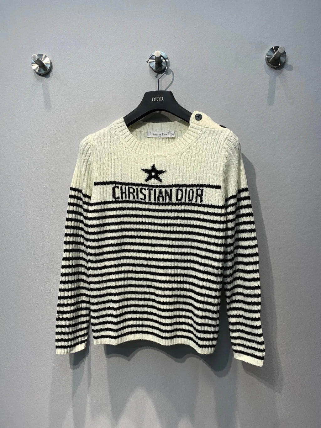 CD 26s Lucky Star Striped Knit Sweater Black Cream Wool 413832