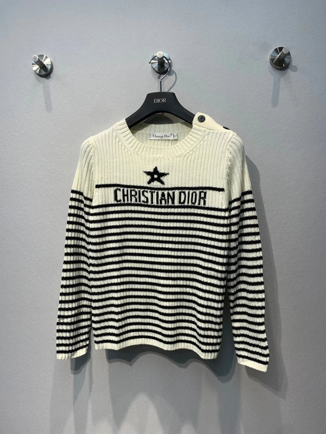 CD 26s Lucky Star Striped Knit Sweater Black Cream Wool 413832