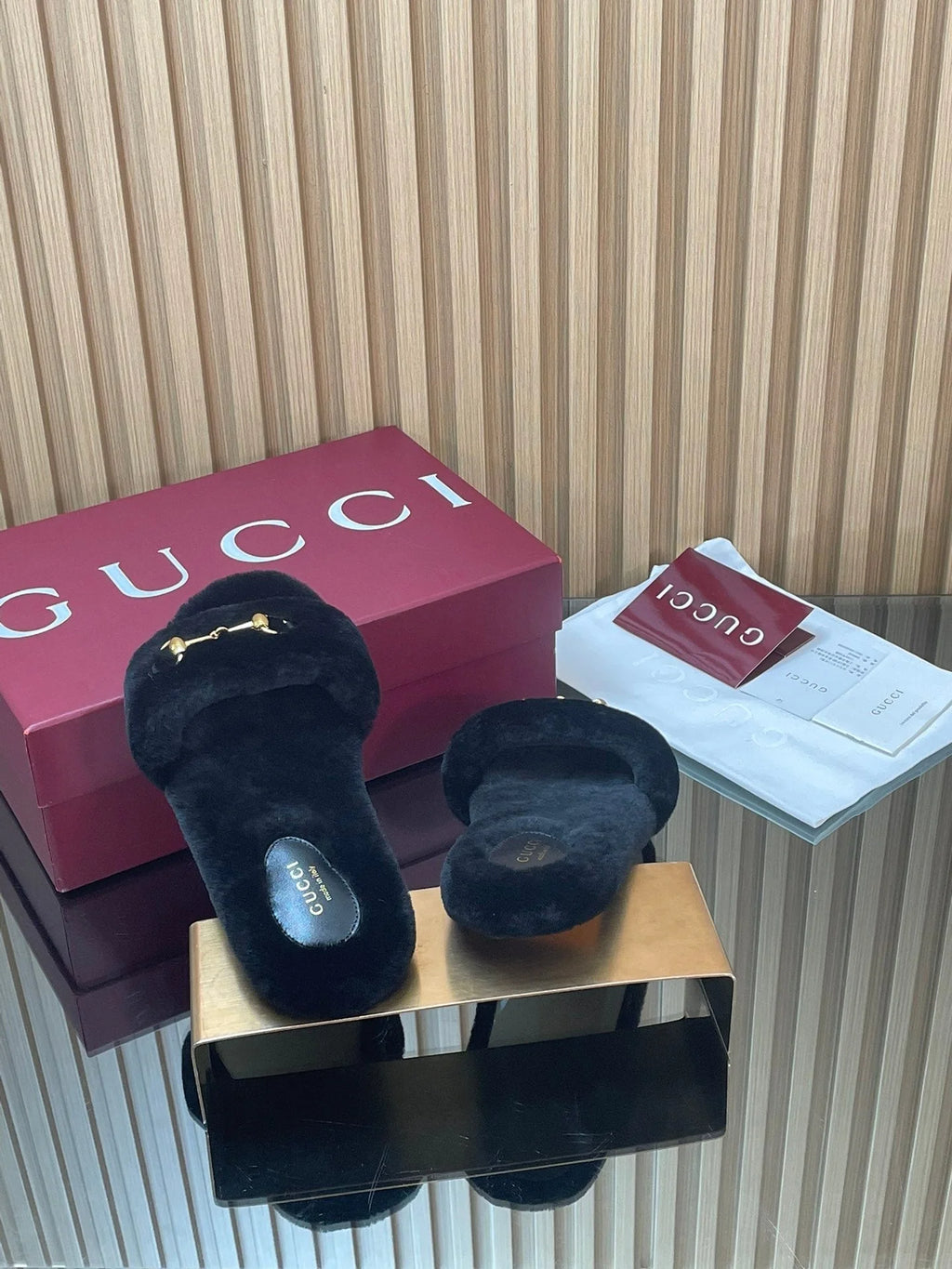 GG  2025 Horsebit Slipper Black Wool 562869