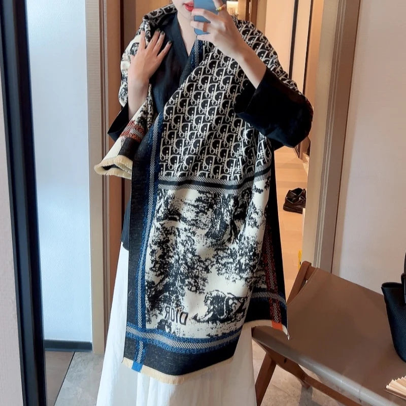 New Fashion Women Jungle Print Double-Sided Cashmere Scarf 1326091411
