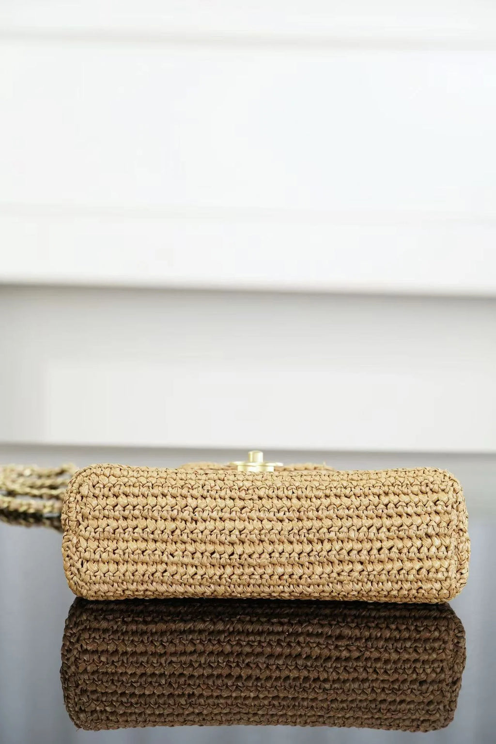 CC 26s Mini Shopping Bag Dark Beige Raffia