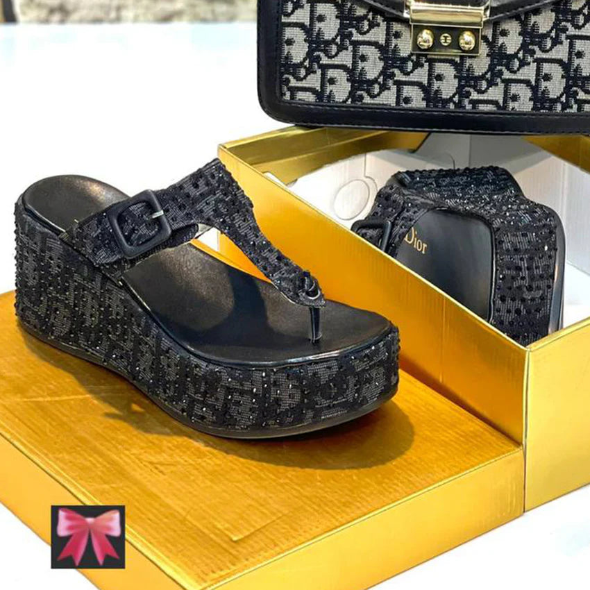 Crystal thick sole sandwich sandals 1024061818