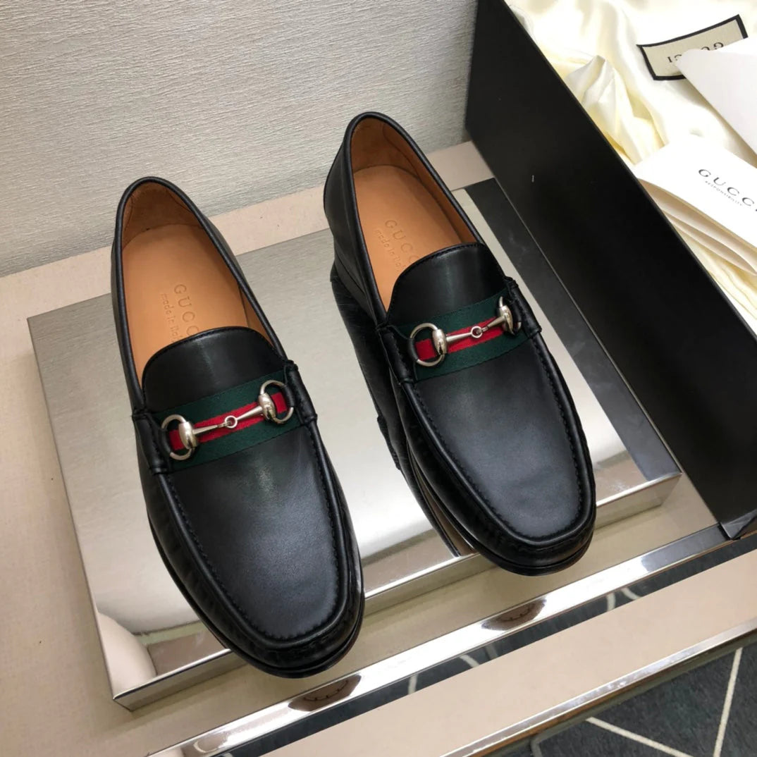 GG Men's Horsebit Loafer Black Calfskin 525092