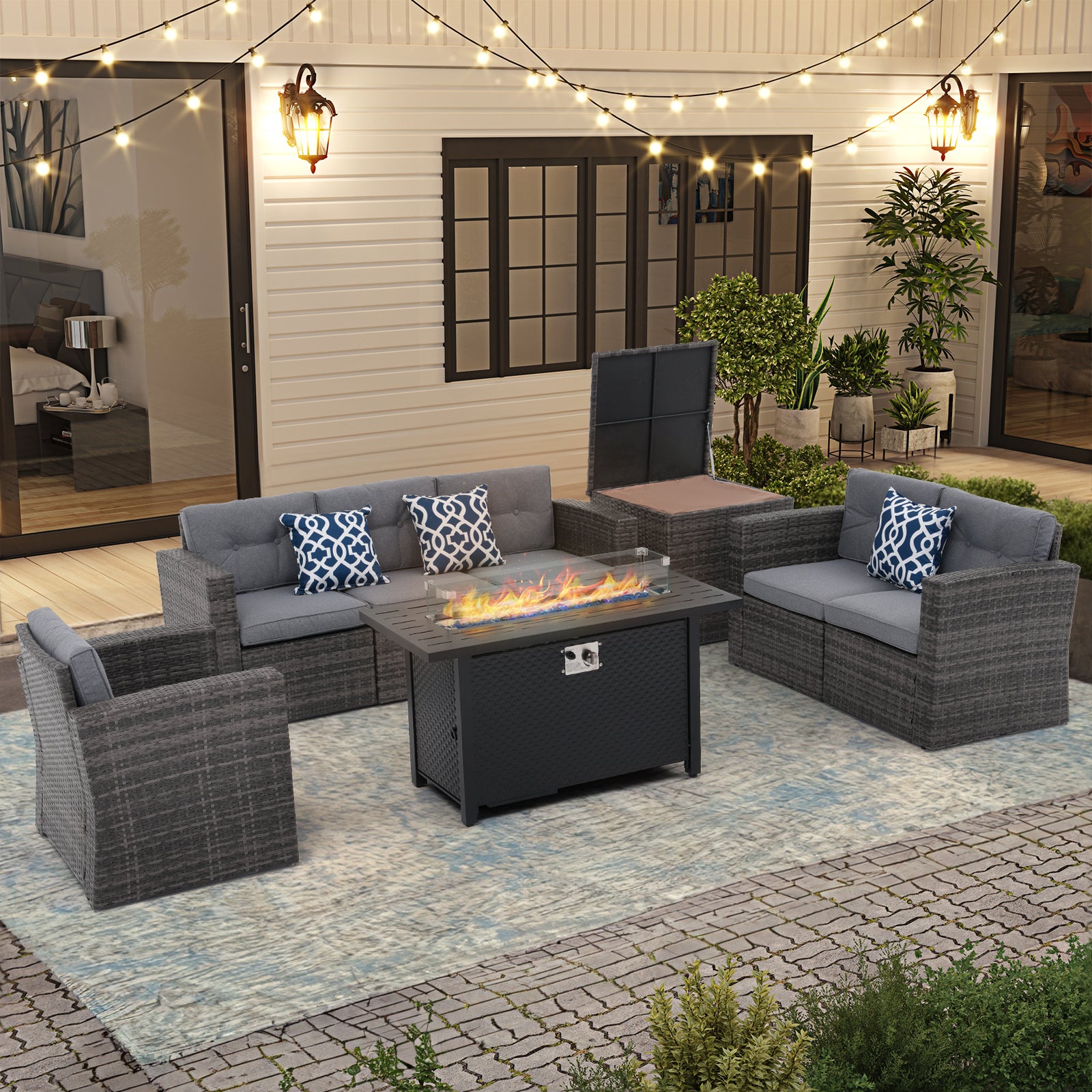 45'' Outdoor Propane Fire Pit Table, 50000 BTU Firepit with Adjustable Flame