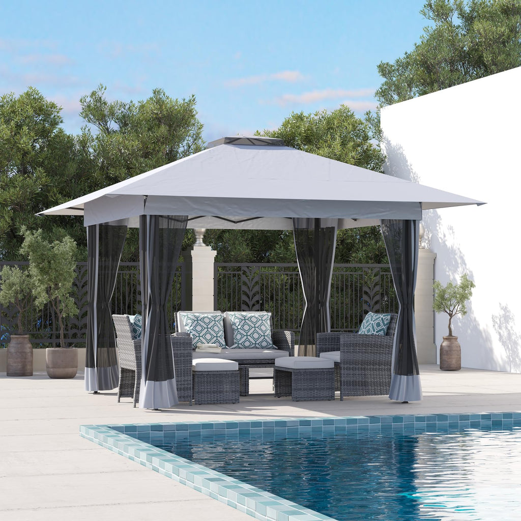 13’x13’ Pop Up Gazebo With Mosquito Netting, Outdoor Canopy Tent Shade, 5 colors, Metal Frame
