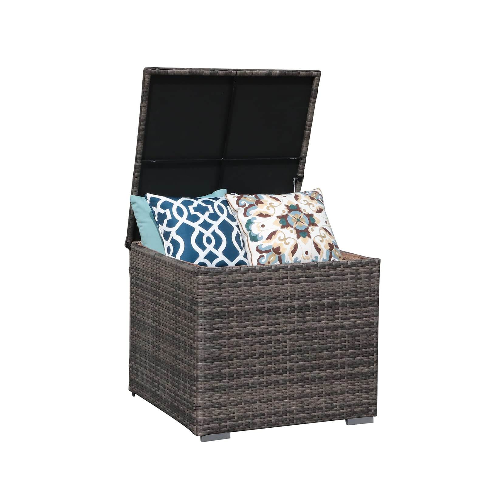 88 Gallon Waterproof Outdoor Storage Box Wicker Deck Box for Patio Furniture