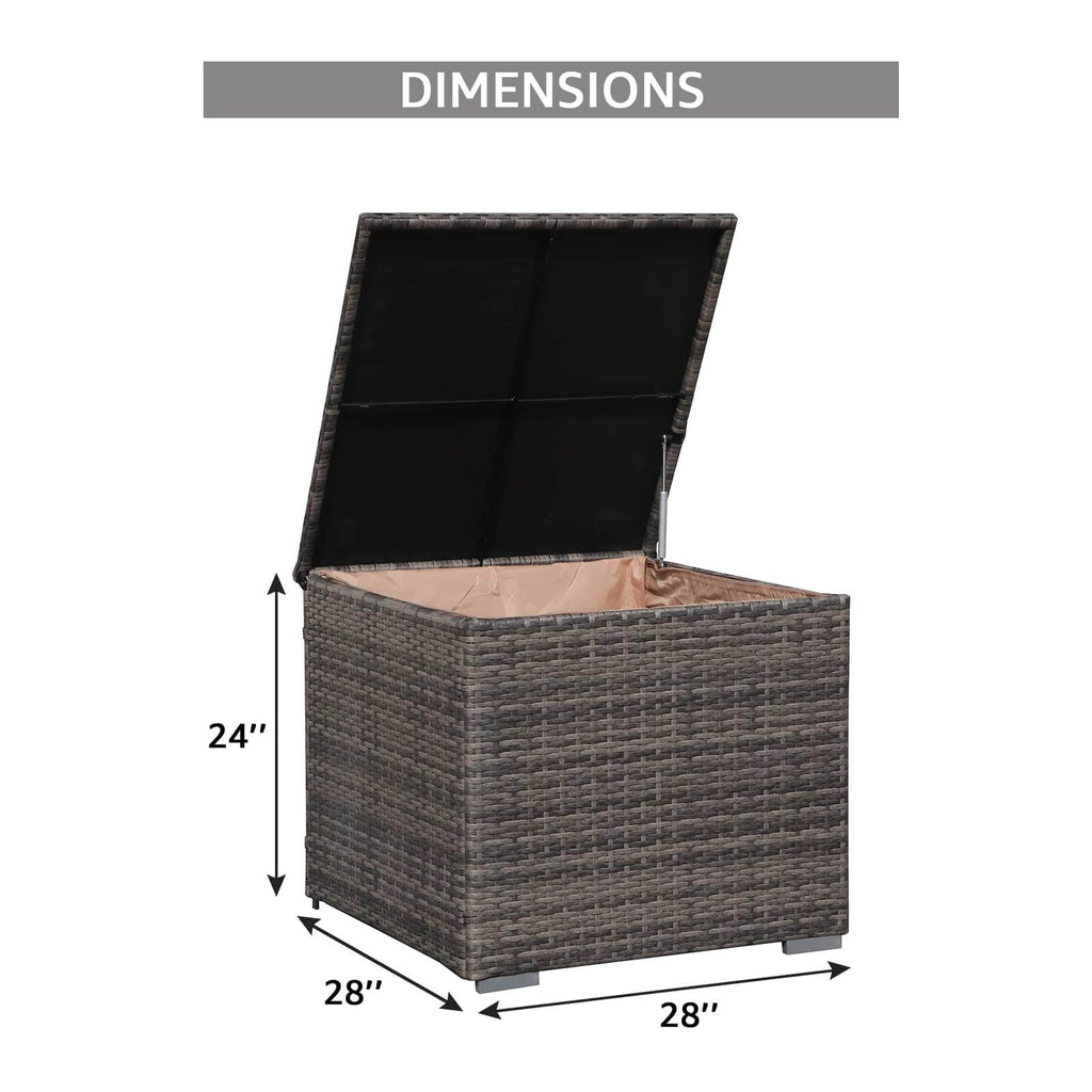 88 Gallon Waterproof Outdoor Storage Box Wicker Deck Box for Patio Furniture