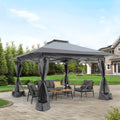 13’x13’ Pop Up Gazebo With Mosquito Netting Outdoor Canopy Tent Shade, Metal Frame