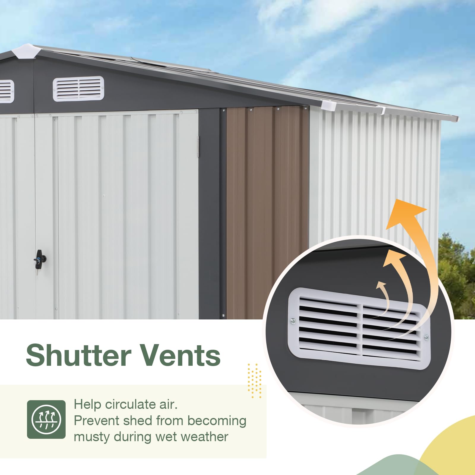10' x 8' Outdoor Storage Shed, Metal Garden Tool Shed with Lockable Door