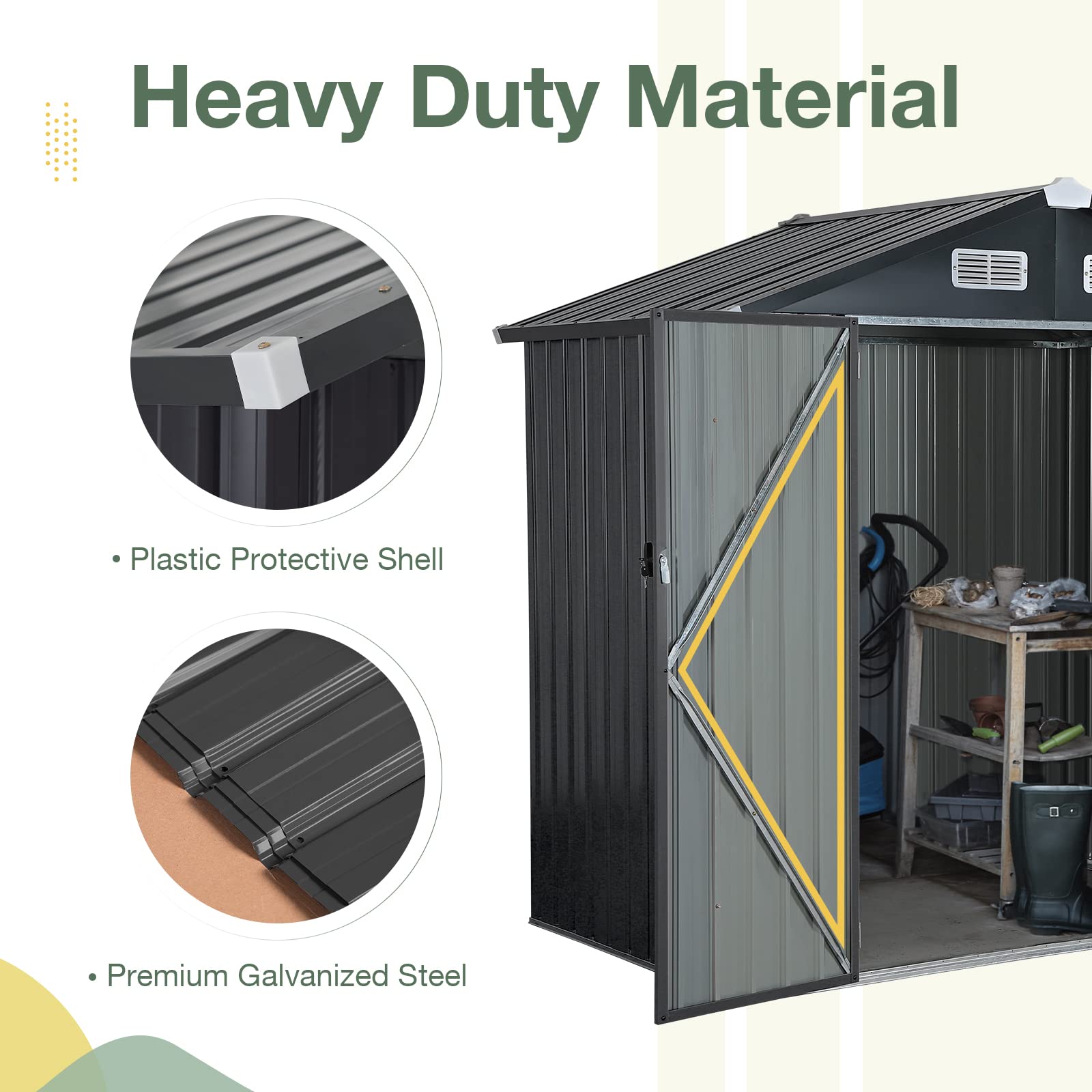 10' x 8' Outdoor Storage Shed, Metal Garden Tool Shed with Lockable Door