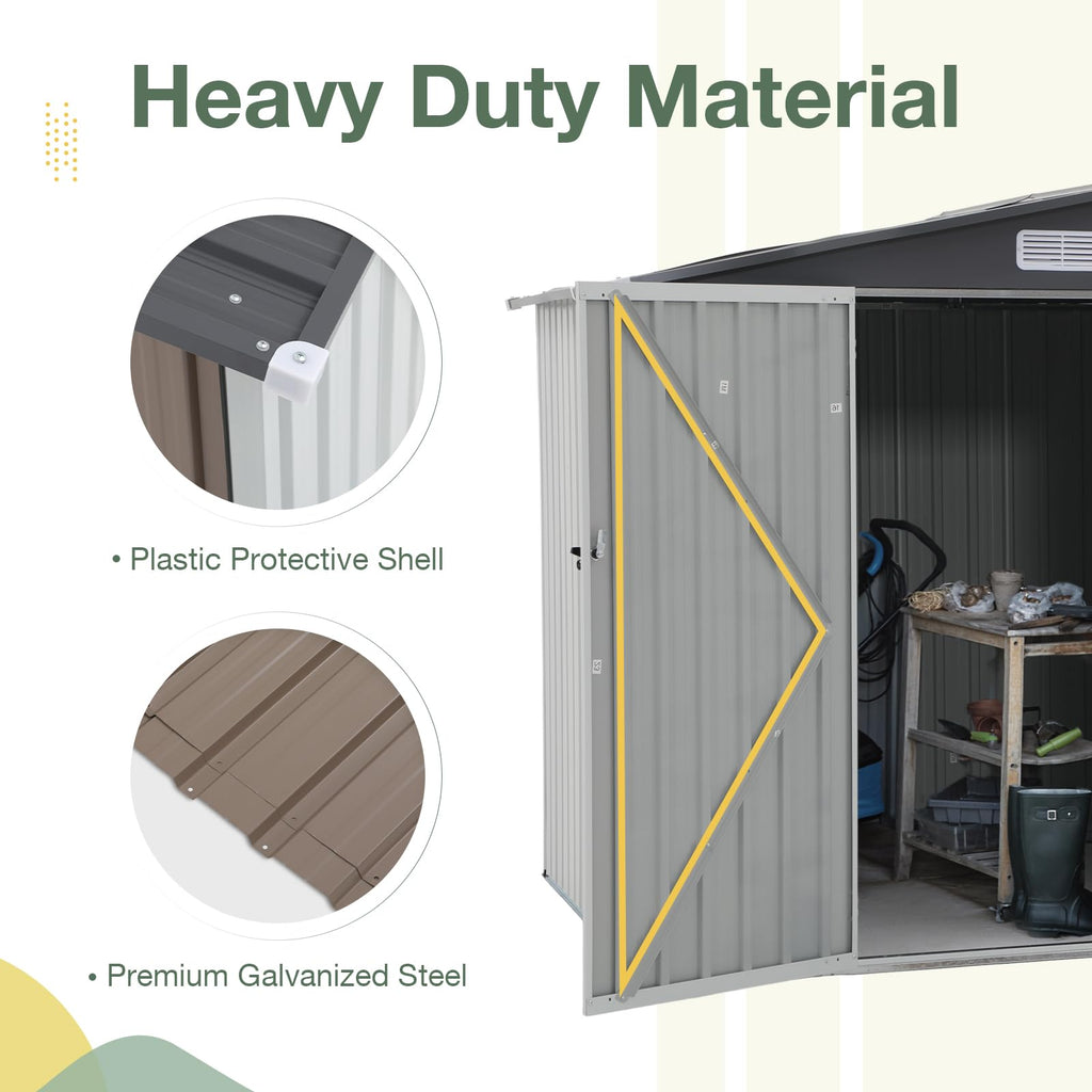 10' x 8' Outdoor Storage Shed, Metal Garden Tool Shed with Lockable Door