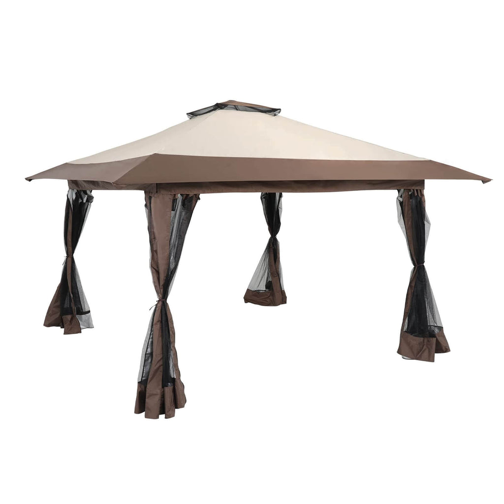 13’x13’ Pop Up Gazebo With Mosquito Netting Outdoor Canopy Tent Shade, Metal Frame