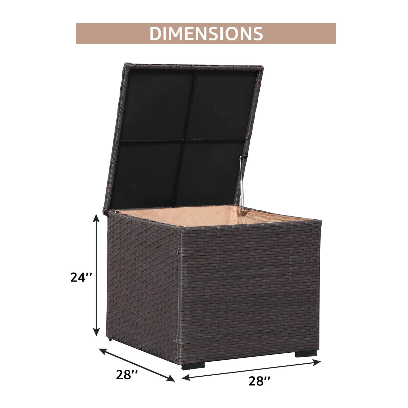 88 Gallon Waterproof Outdoor Storage Box Wicker Deck Box for Patio Furniture
