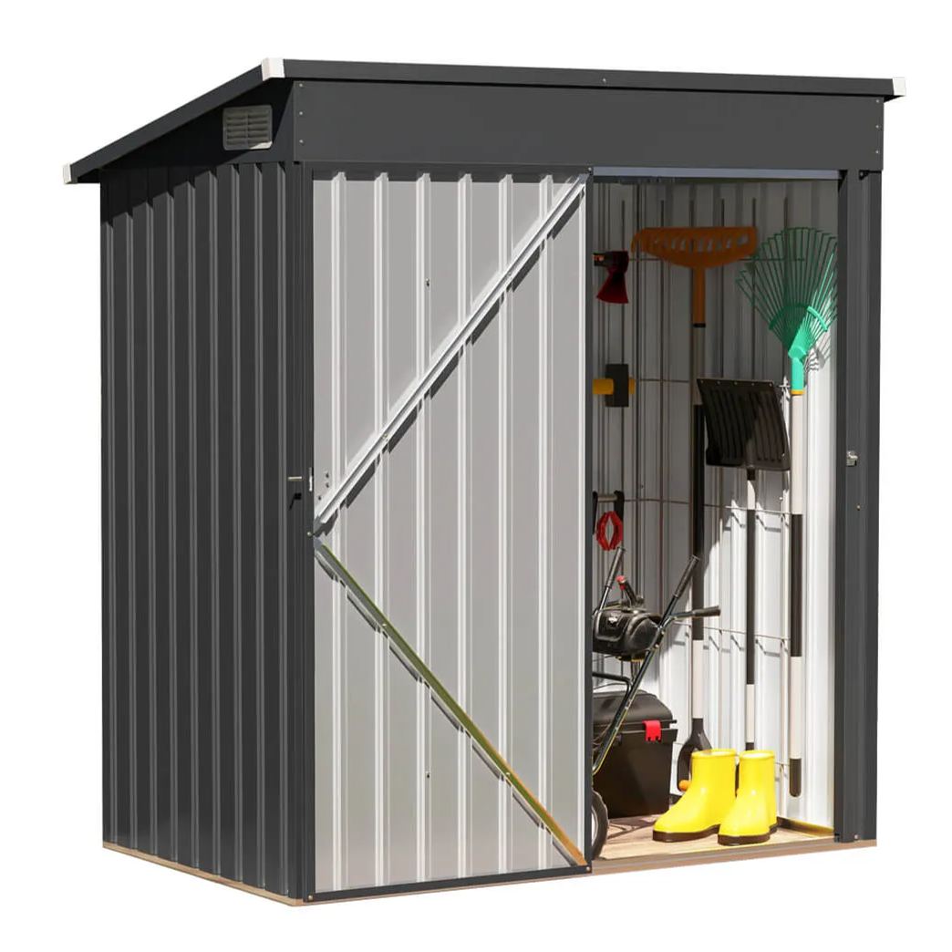 5'x 3' Outdoor Storage Shed, Metal Garden Tool Shed for Backyard, Patio, Lawn, Black