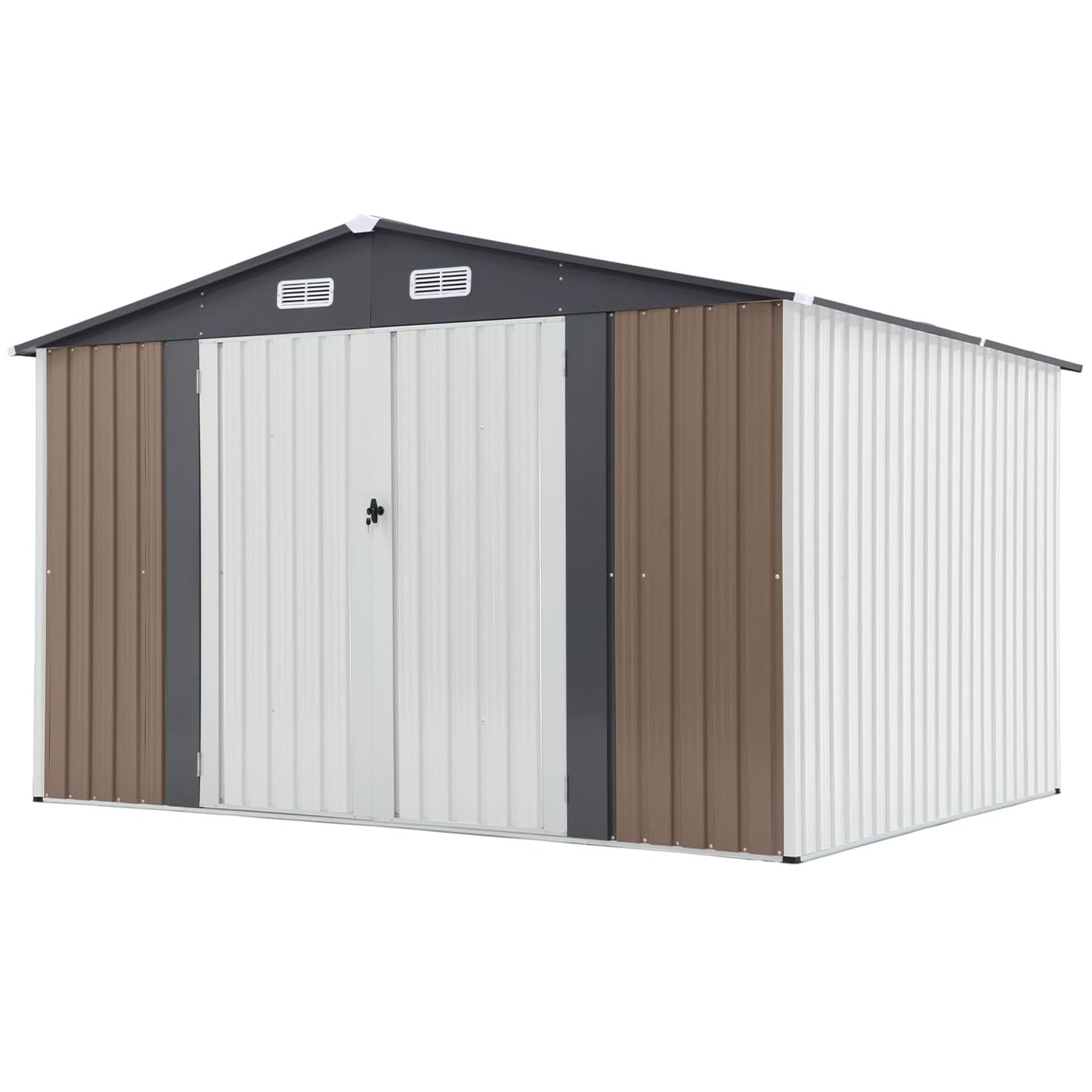 10' x 8' Outdoor Storage Shed, Metal Garden Tool Shed with Lockable Door
