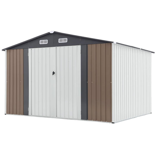 10' x 8' Outdoor Storage Shed, Metal Garden Tool Shed with Lockable Door