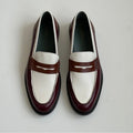 Men's White and Brown Slip-On Loafers