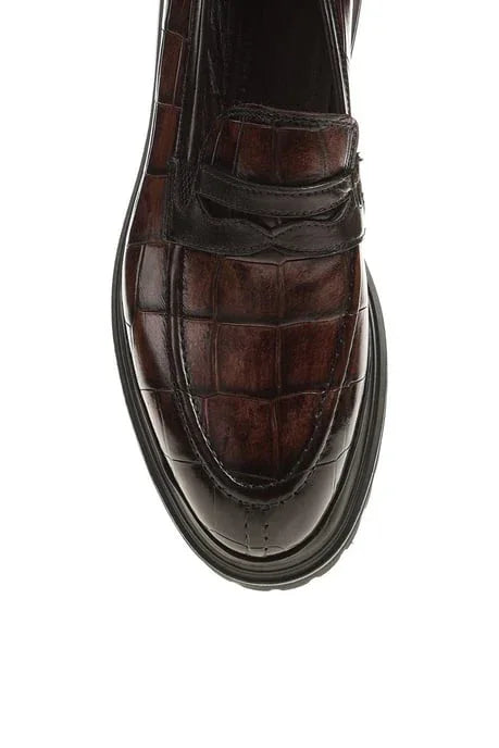 Wilson Crocodile Brown Penny Loafers