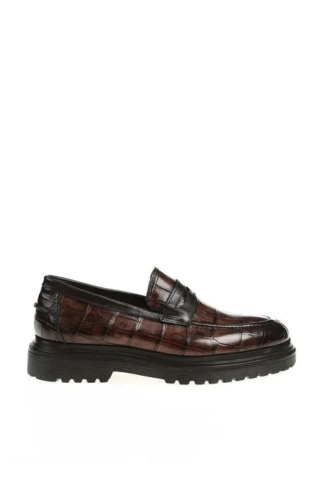 Wilson Crocodile Brown Penny Loafers