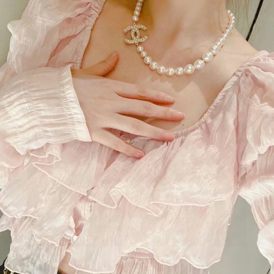 New Stylish Women's CC Pearl Necklace ZS1326091715