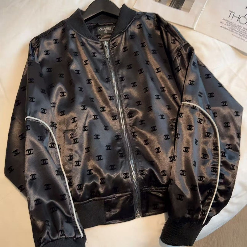 New Fashion Women CC Satin Jacquard Bomber Jacke DM1326091810