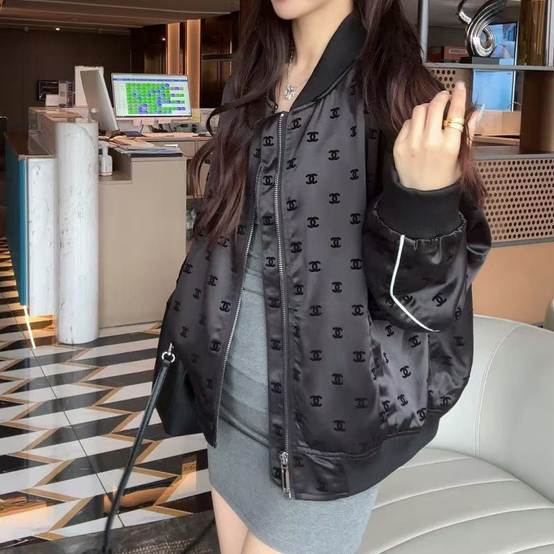 New Fashion Women CC Satin Jacquard Bomber Jacke DM1326091810