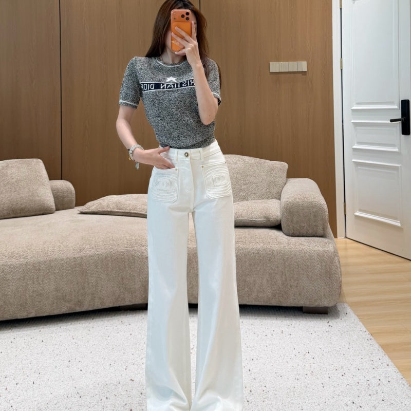 New Fashion Women CC White Flare Jeans DM1326091811