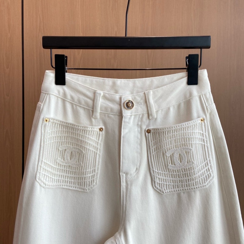 New Fashion Women CC White Flare Jeans DM1326091811