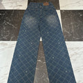 New Fashion Women CC Diamond Print Wide Leg Jeans DM1326091812