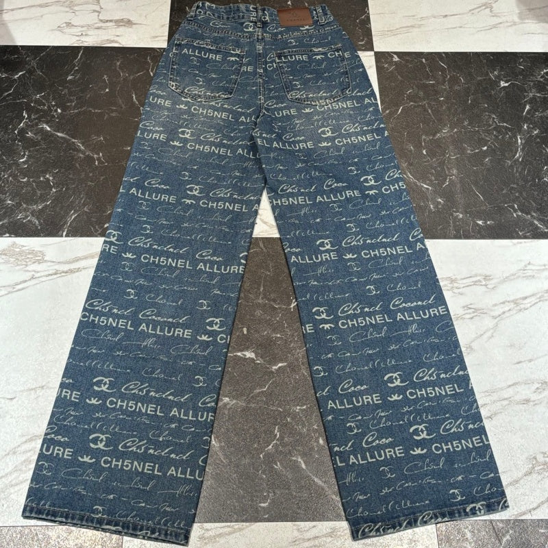 New Fashion Women CC Letter Print Wide Leg Jeans DM1326091813