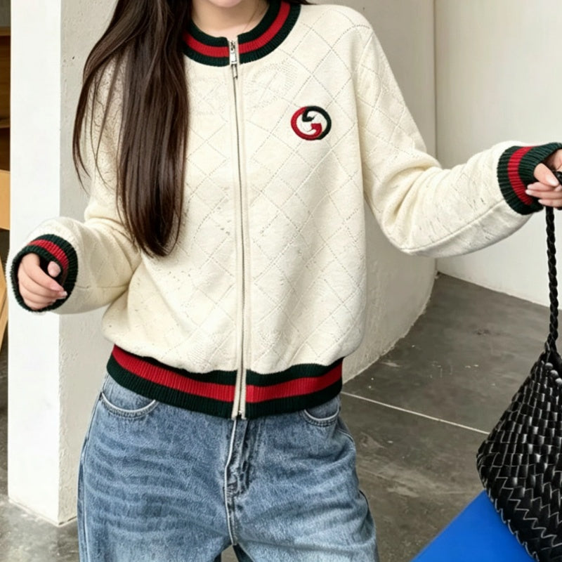 New Fashion Women GG Zip Up Knit Cardigan DM1326091816