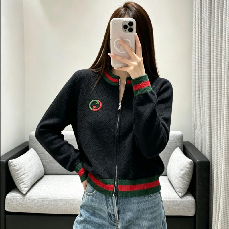 New Fashion Women GG Zip Up Knit Cardigan DM1326091816