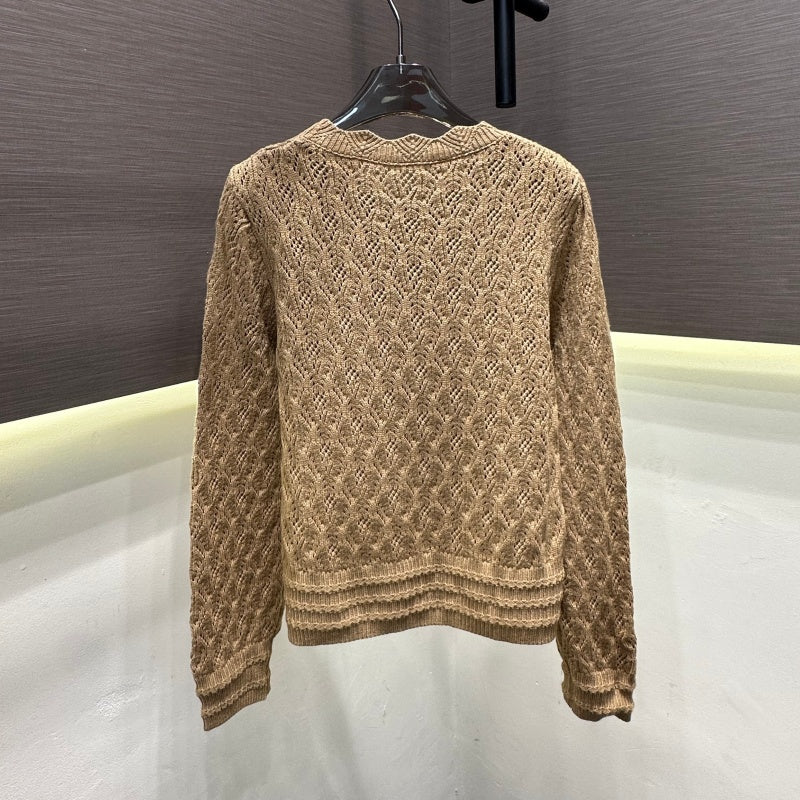 New Fashion Women CC Hollow Embroidery Knit Sweater DM1326091817