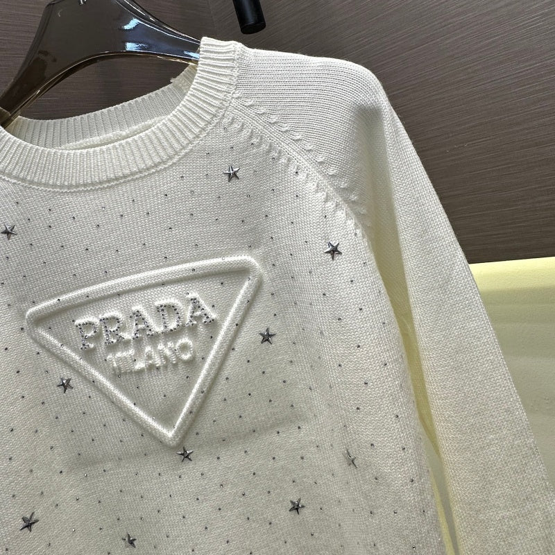 New Fashion Women PRA Rhinestone Knit Sweater DM1326091820