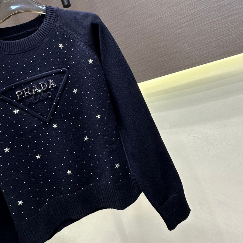 New Fashion Women PRA Rhinestone Knit Sweater DM1326091820