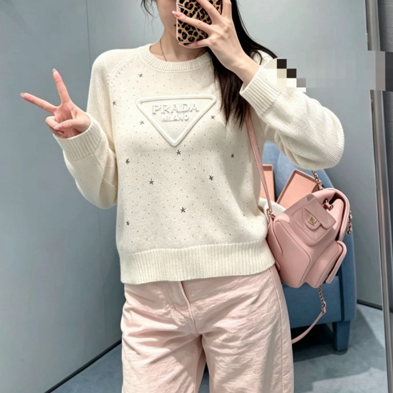 New Fashion Women PRA Rhinestone Knit Sweater DM1326091820
