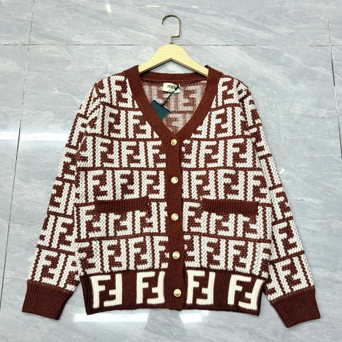 New Fashion Women FF Letter Jacquard Knit Cardigan DM1326091821